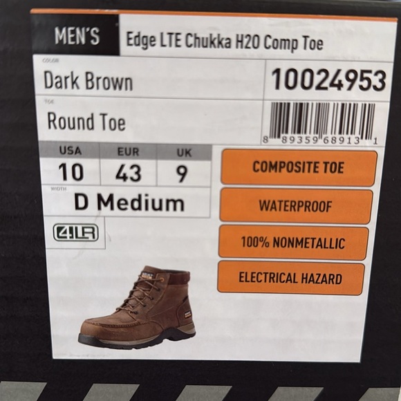 NWT Men’s Ariat Brown Edge LTE Chukka H2O Comp Toe Boots 10D - Picture 7 of 7